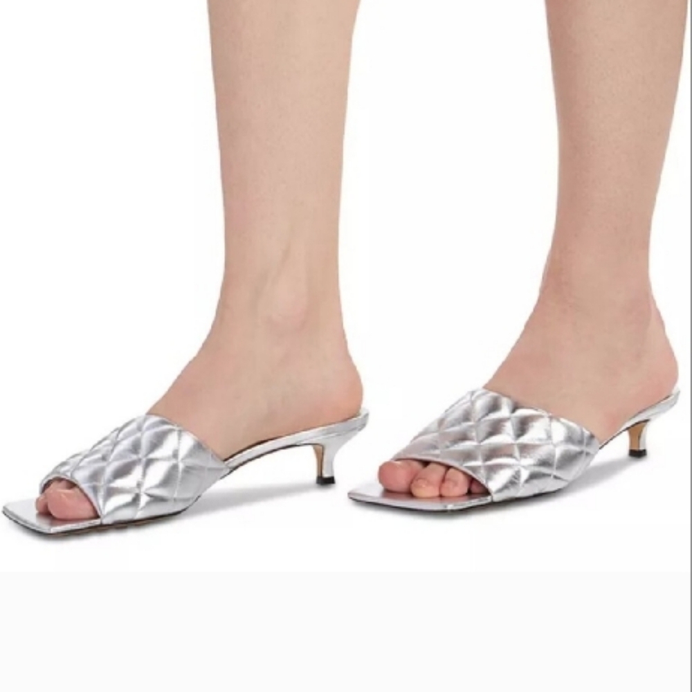 Bottega Veneta Silver Padded Mule Size 36